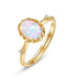 Modern Geometric Opal Band Gold Tone Sterling Silver Stackable Ring - MOWTE