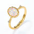 Modern Geometric Opal Band Gold Tone Sterling Silver Stackable Ring - MOWTE