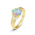 Modern Geometric Opal Band Gold Tone Sterling Silver Stackable Ring - MOWTE