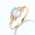 Modern Geometric Opal Band Gold Tone Sterling Silver Stackable Ring - MOWTE