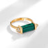 New Geometric Minimalist Malachite Diamond Ring in S925 Sterling Silver for Women - MOWTE