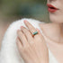 New Geometric Minimalist Malachite Diamond Ring in S925 Sterling Silver for Women - MOWTE
