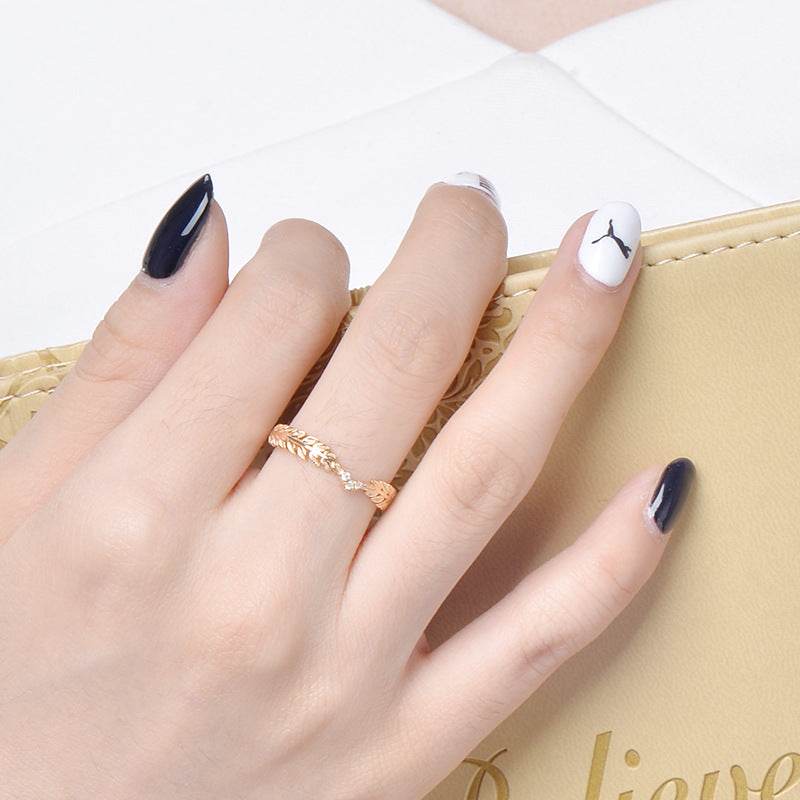 Women's S925 Sterling Silver Olive Branch Ring – Fashionable Adjustable Open Ring - MOWTE