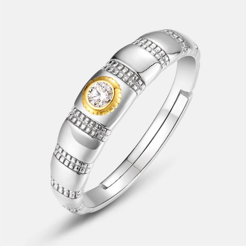 New Trendy Two-Tone Plated S925 Sterling Silver Ring for Women – Unique Minimalist Design - MOWTE