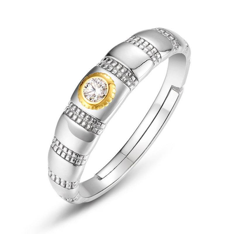 New Trendy Two-Tone Plated S925 Sterling Silver Ring for Women – Unique Minimalist Design - MOWTE