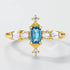 Luxury Vintage London Blue Topaz Ring in S925 Sterling Silver Gold-Plated Royal Court Style Jewelry - MOWTE