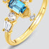 Luxury Vintage London Blue Topaz Ring in S925 Sterling Silver Gold-Plated Royal Court Style Jewelry - MOWTE