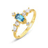 Luxury Vintage London Blue Topaz Ring in S925 Sterling Silver Gold-Plated Royal Court Style Jewelry - MOWTE