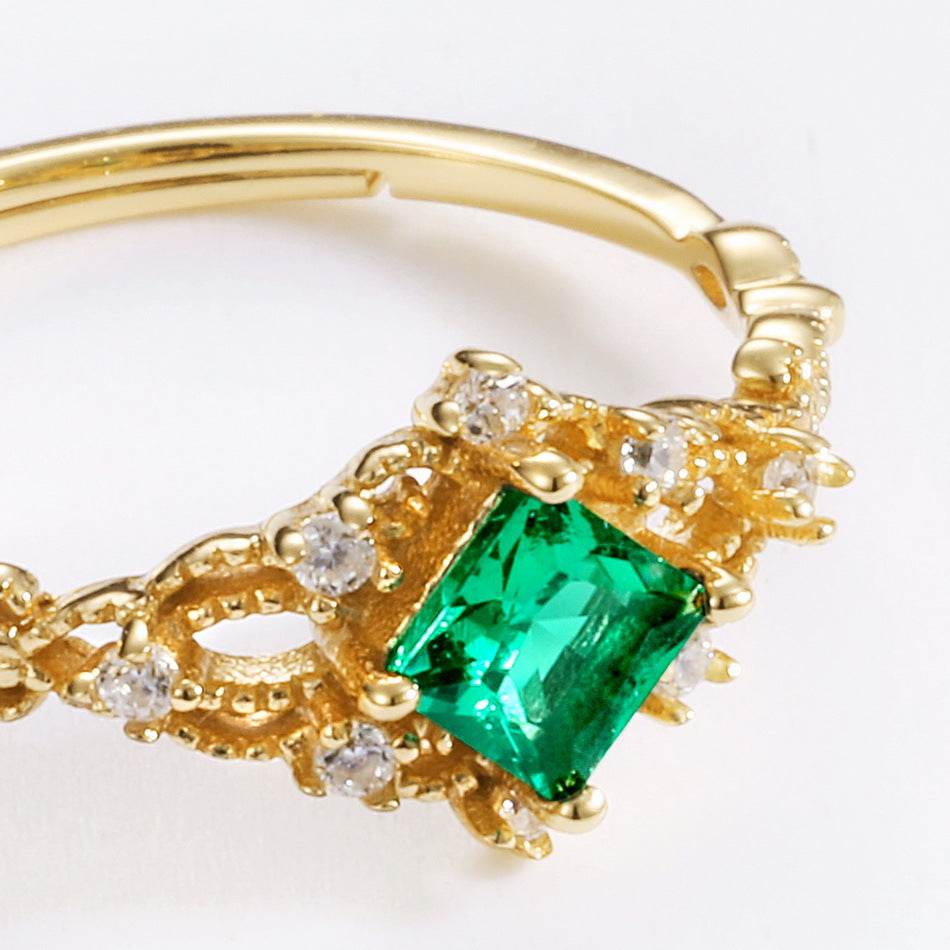 Diamond-Encrusted Luxury Openwork Ring – Ins Minimalist Hollow Design with Adjustable Cold Tone Band - MOWTE