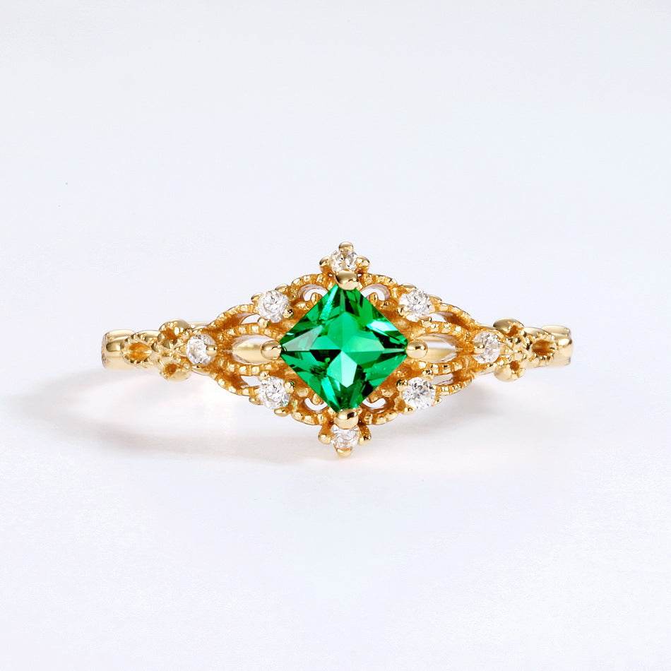 Diamond-Encrusted Luxury Openwork Ring – Ins Minimalist Hollow Design with Adjustable Cold Tone Band - MOWTE