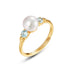 Minimalist Sky Blue Topaz Ring French Retro S925 Pure Silver Gold Plated Pearl band - MOWTE