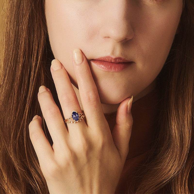 Light luxury retro natural lapis lazuli layered ring S925 pure silver gemstone ring - MOWTE