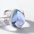 Water Drop Natural Sky Blue Topaz Ring S925 Pure Silver Band - MOWTE