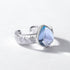 Water Drop Natural Sky Blue Topaz Ring S925 Pure Silver Band - MOWTE