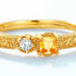 Geometric block citrine ring S925 pure silver band - MOWTE