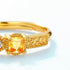 Geometric block citrine ring S925 pure silver band - MOWTE