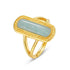 Geometric Amazonite Ring for Women Vintage Engraved S925 Sterling Silver Band - MOWTE