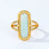 Geometric Amazonite Ring for Women Vintage Engraved S925 Sterling Silver Band - MOWTE