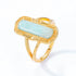 Geometric Amazonite Ring for Women Vintage Engraved S925 Sterling Silver Band - MOWTE