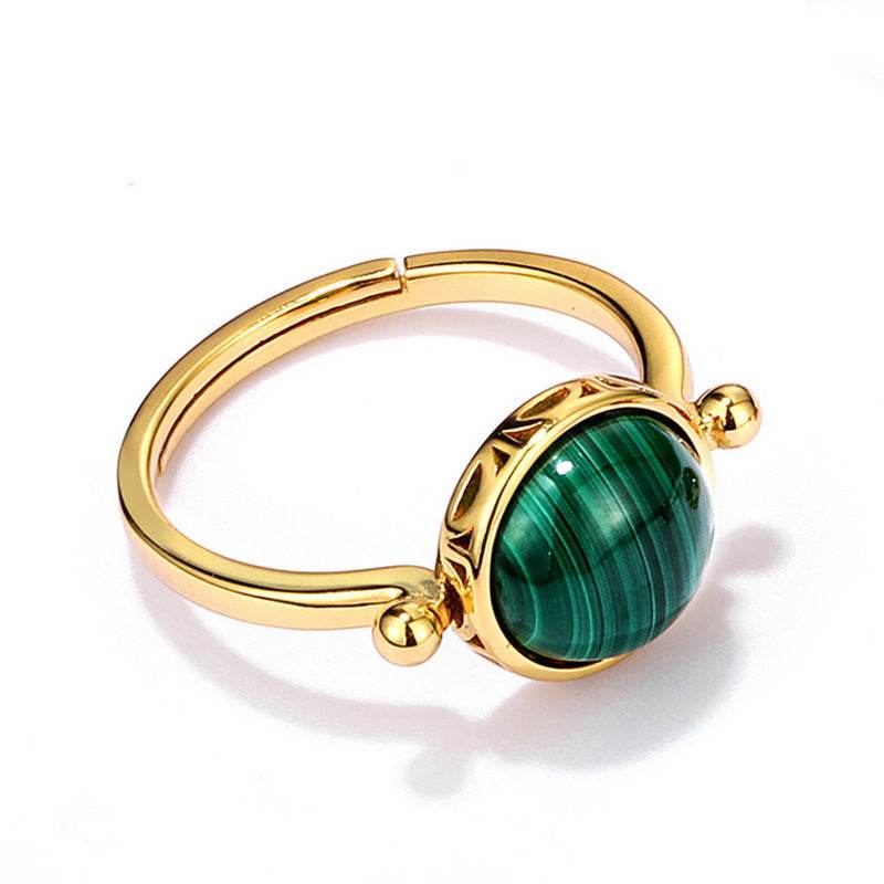 Pastel-Colored Ring for Women – Luxury Malachite Sterling Silver Statement Jewelry - MOWTE