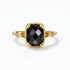 Luxury Natural Onyx Sterling Silver Ring for Women S925 Silver 14K Gold Plated Vintage Adjustable Open Band - MOWTE