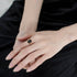 Luxury Natural Onyx Sterling Silver Ring for Women S925 Silver 14K Gold Plated Vintage Adjustable Open Band - MOWTE