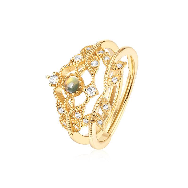 Luxury Opal Vintage Ring Royal Hollow Vine Design for Women - MOWTE