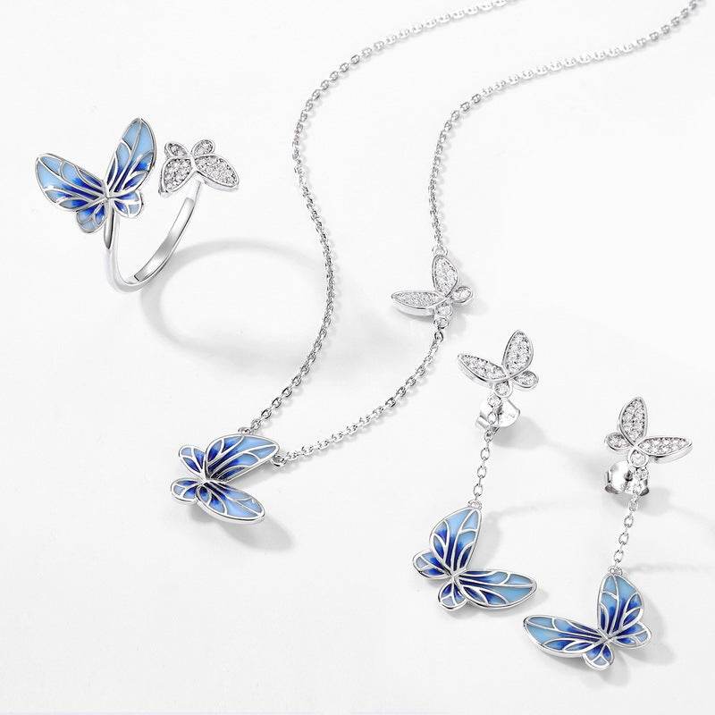 Trendy Openwork Enamel Butterfly Ring – S925 Sterling Silver Women’s Unique & Luxurious Minimalist Jewelry - MOWTE