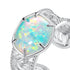 Minimalist Geometric Opal Ring – S925 Sterling Silver Adjustable Open Ring for Women - MOWTE