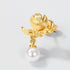 Vintage Hand-Brushed Floral Earrings – S925 Gold-Plated Silver with Pearl Accents Light Luxury Customizable Jewelry - MOWTE