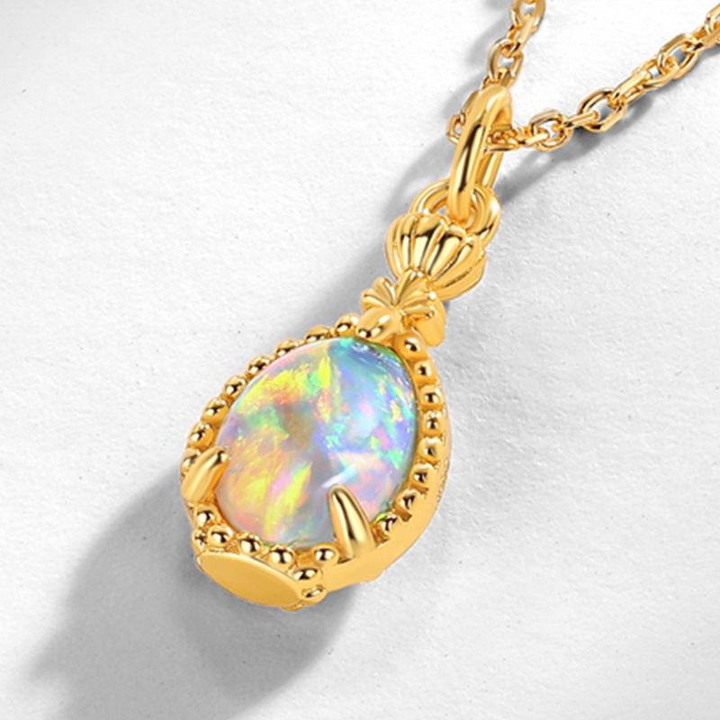 Luxury Vintage Perfume Bottle Pendant Necklace – S925 Sterling Silver with Synthetic Opal Inlay Reversible Custom Jewelry - MOWTE