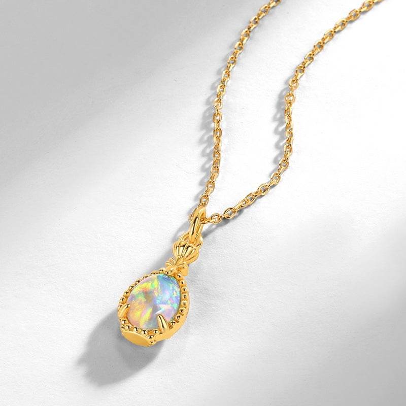 Luxury Vintage Perfume Bottle Pendant Necklace – S925 Sterling Silver with Synthetic Opal Inlay Reversible Custom Jewelry - MOWTE