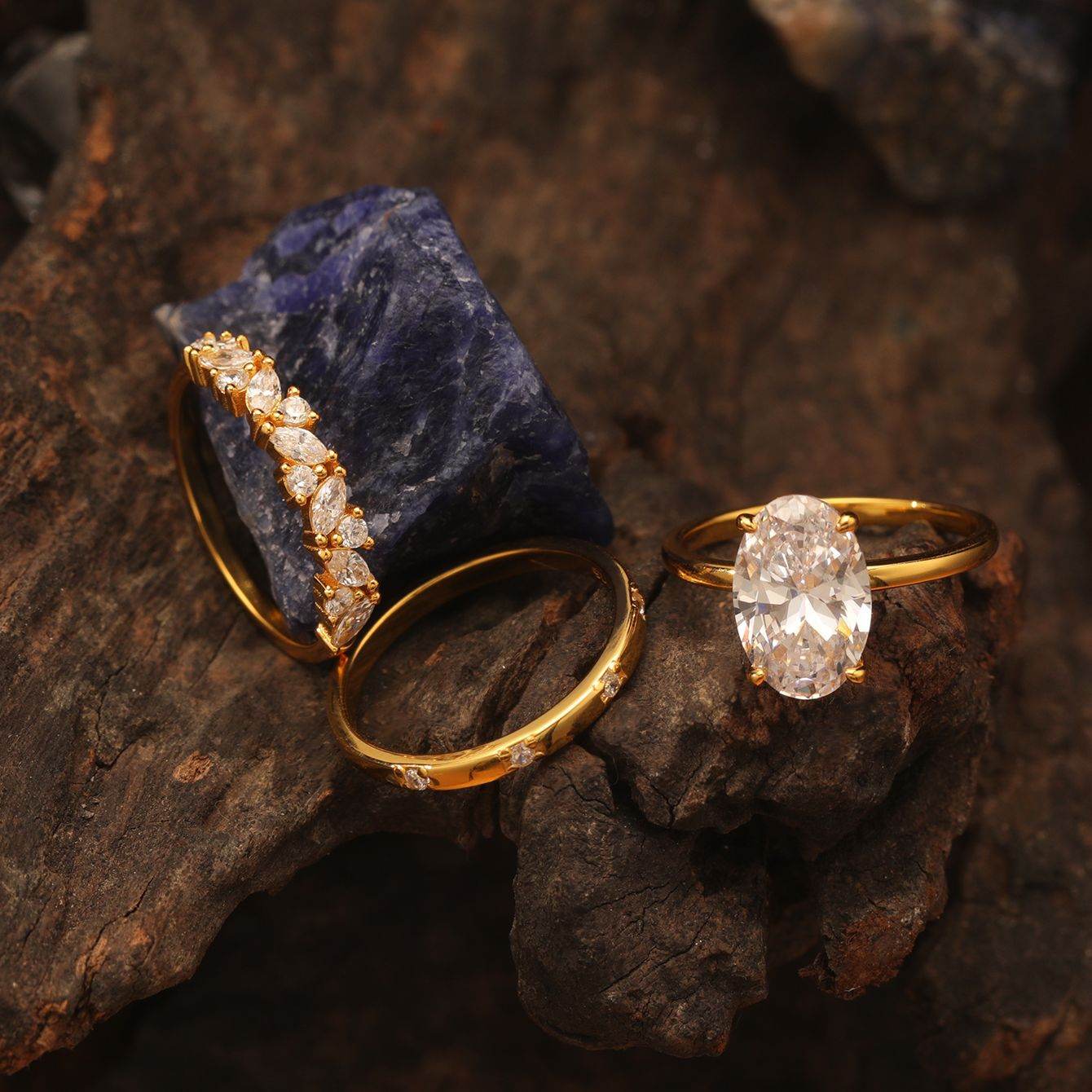 S925 Silver Three-Piece Set Moissanite Ring with 4.5ct Oval Cut Center Stone Exquisite Stacking Wedding - MOWTE