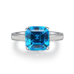 Emerald cut CZ diamond ring s925 silver heart-shaped 5-carat engagement ring - MOWTE