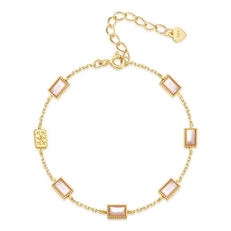 Light Luxury Pink Shell Opal 925 Silver Bracelet - MOWTE