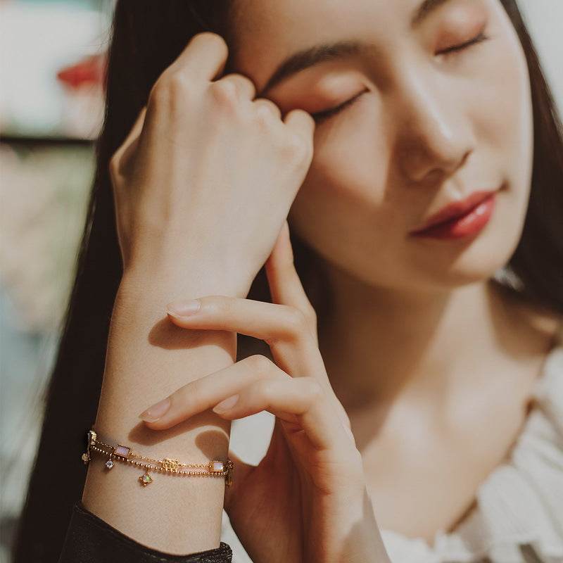 Light Luxury Pink Shell Opal 925 Silver Bracelet - MOWTE