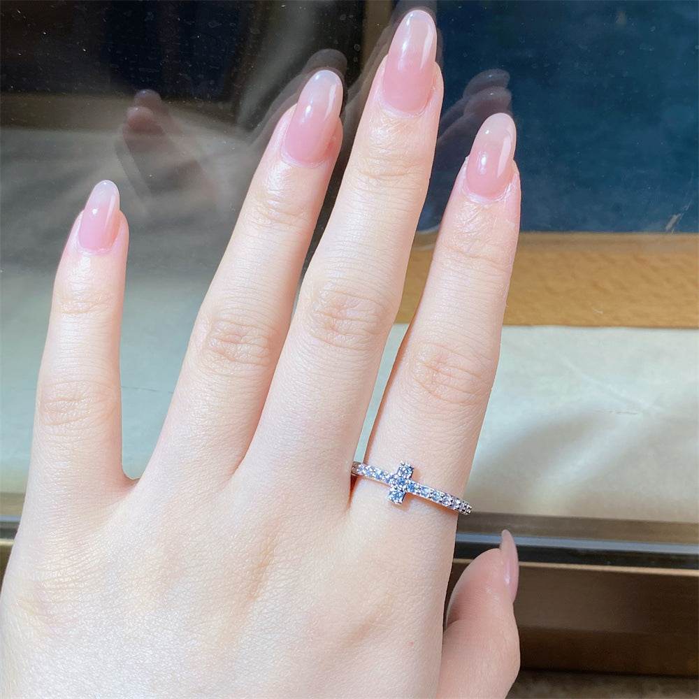 Small Pavé Stackable Ring S925 Sterling Silver Women’s Zirconia Combination Thin Matching Ring Index or Pinky Finger Ring - MOWTE