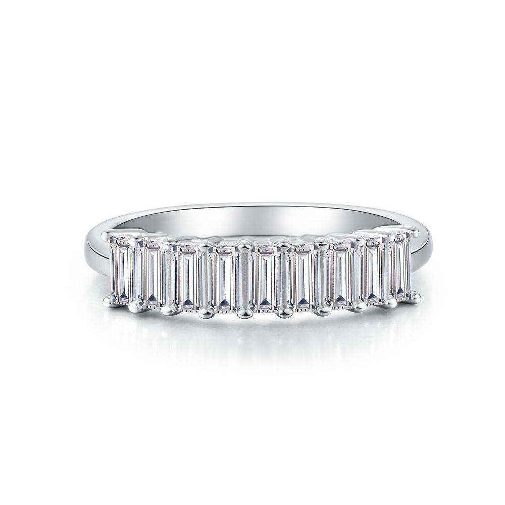 Small Pavé Stackable Ring S925 Sterling Silver Women’s Zirconia Combination Thin Matching Ring Index or Pinky Finger Ring - MOWTE