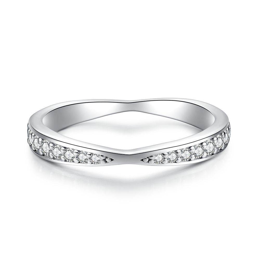 Small Pavé Stackable Ring S925 Sterling Silver Women’s Zirconia Combination Thin Matching Ring Index or Pinky Finger Ring - MOWTE
