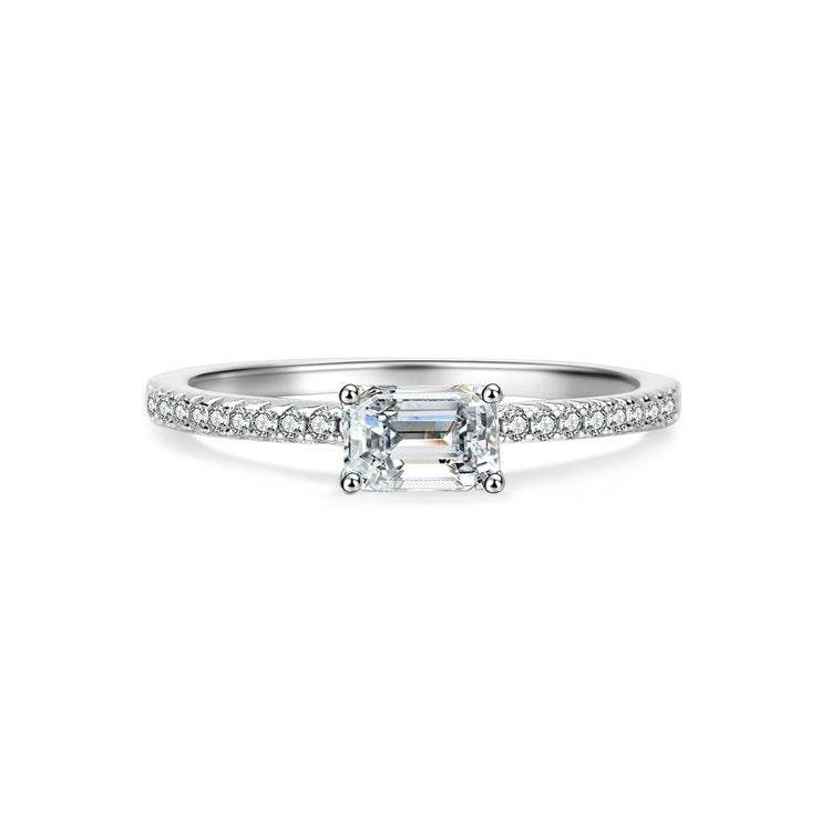 Small Pavé Stackable Ring S925 Sterling Silver Women’s Zirconia Combination Thin Matching Ring Index or Pinky Finger Ring - MOWTE