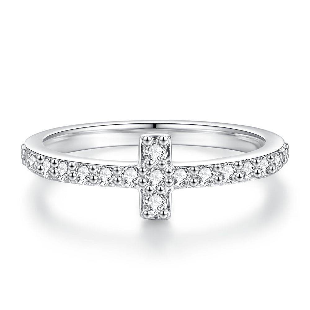 Small Pavé Stackable Ring S925 Sterling Silver Women’s Zirconia Combination Thin Matching Ring Index or Pinky Finger Ring - MOWTE