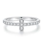 Small Pavé Stackable Ring S925 Sterling Silver Women’s Zirconia Combination Thin Matching Ring Index or Pinky Finger Ring - MOWTE