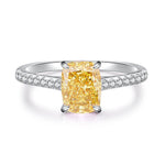 S925 Sterling Silver High-Carbon Diamond Radiant Cut Ring - MOWTE