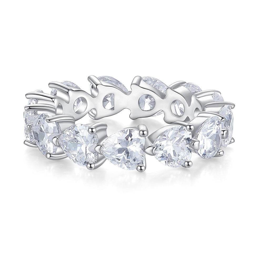 Small Pavé Stackable Ring S925 Sterling Silver Women’s Zirconia Combination Thin Matching Ring Index or Pinky Finger Ring - MOWTE