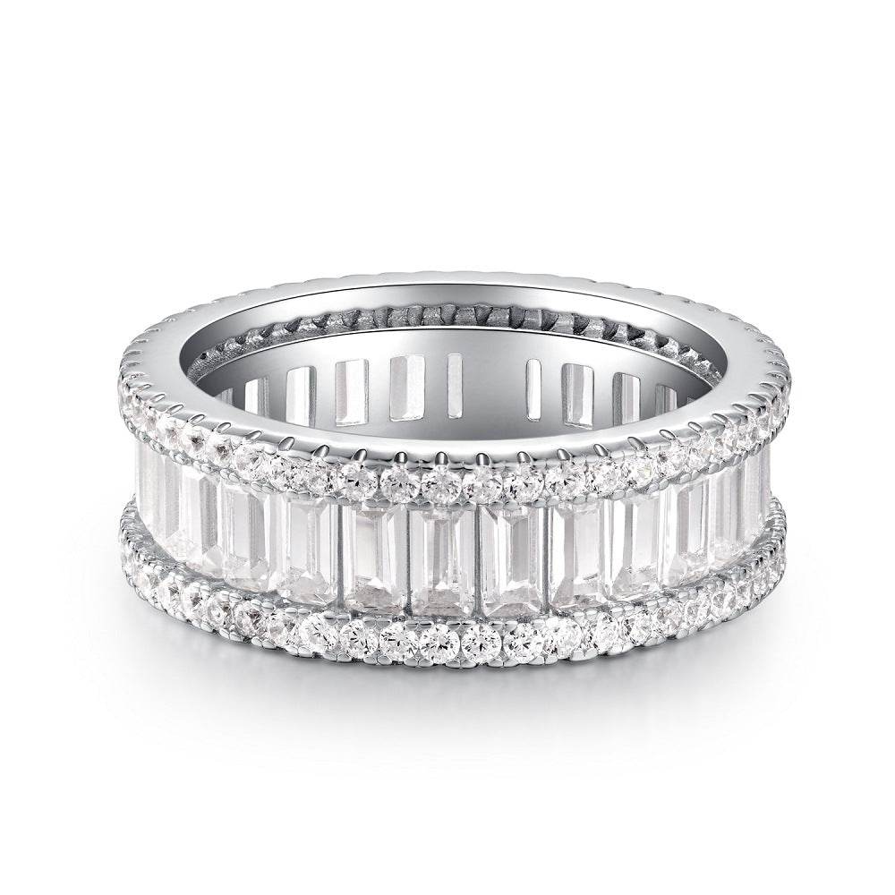 Small Pavé Stackable Ring S925 Sterling Silver Women’s Zirconia Combination Thin Matching Ring Index or Pinky Finger Ring - MOWTE