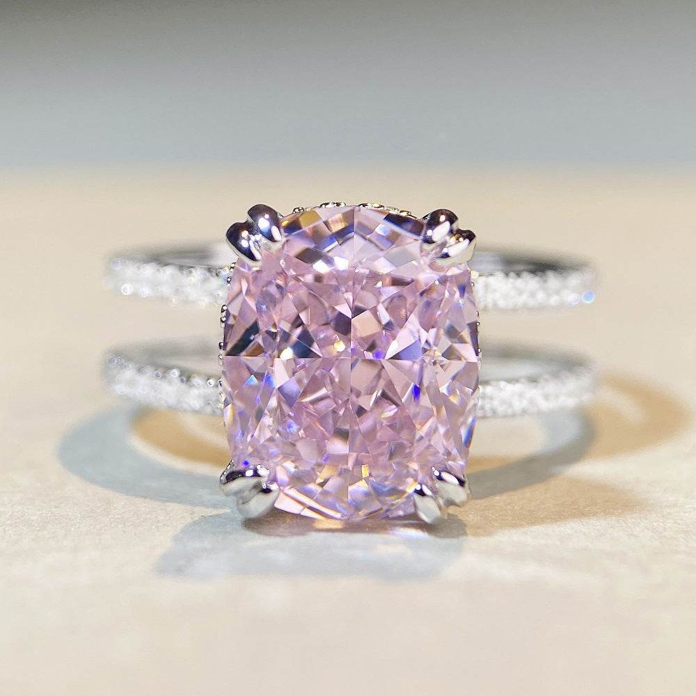 Luxury S925 Sterling Silver Zirconia Ring for Women - Double Row Pavé Icy Cut Band - MOWTE