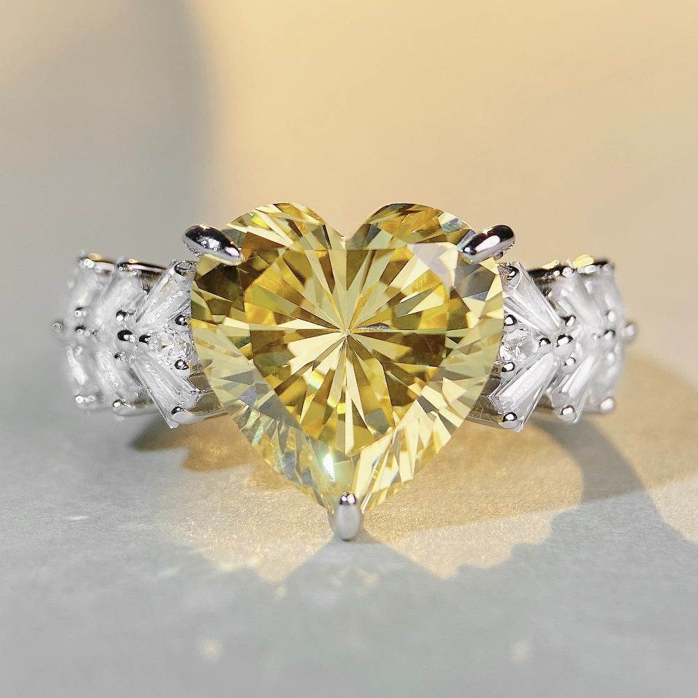 Luxury S925 Sterling Silver 6ct Heart Cut Ring for Women Wedding - MOWTE