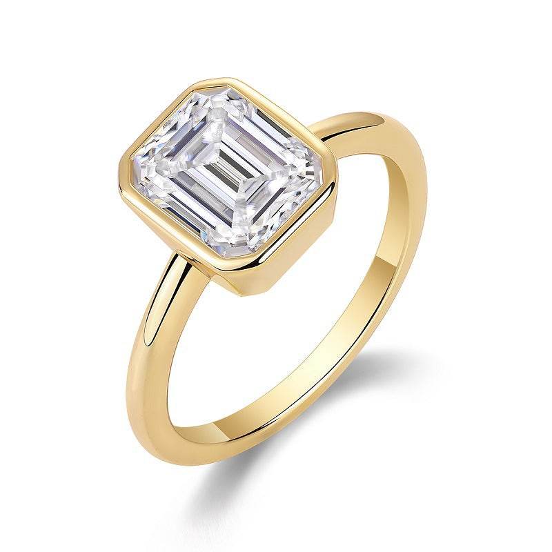 Gold-Tone Minimalist Ring Ins Style S925 Silver Ring for Women High-Quality Moissanite Ring - MOWTE