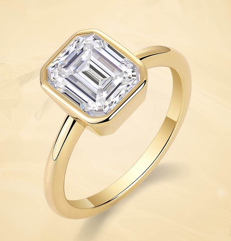 Gold-Tone Minimalist Ring Ins Style S925 Silver Ring for Women High-Quality Moissanite Ring - MOWTE