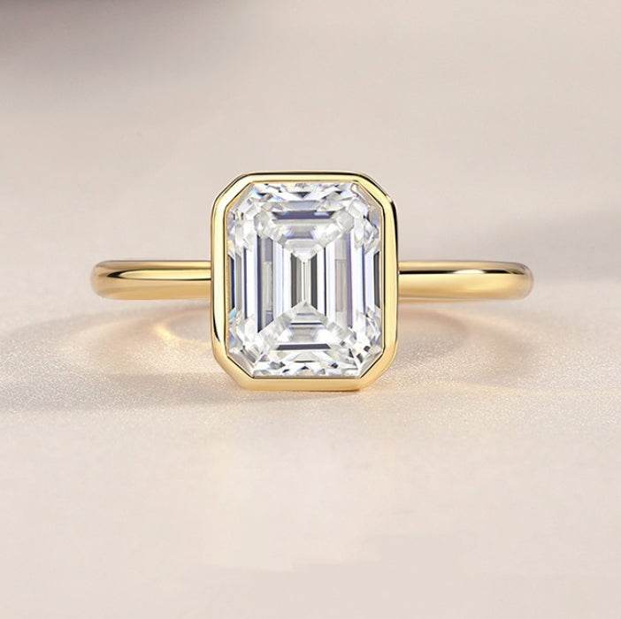 Gold-Tone Minimalist Ring Ins Style S925 Silver Ring for Women High-Quality Moissanite Ring - MOWTE